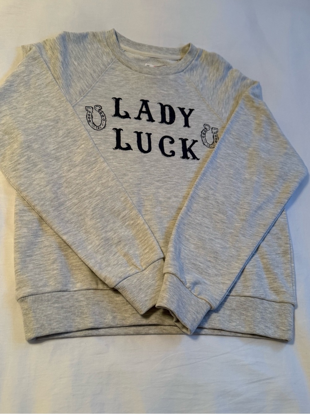 Flag & Anthem Juniors Lady Luck Sweatshirt Grey Crewneck Graphic Western